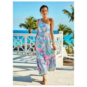 Lilly Pulitzer Mooney Midi Dress Carnivale Coral $198 Size S